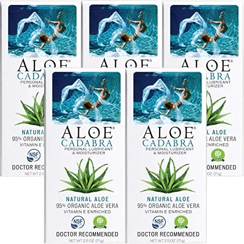 Aloe Cadabra Personal Lubricant with 95% Aloe Vera, Natural Aloe, 2.5 Ounce (Pack of 5)