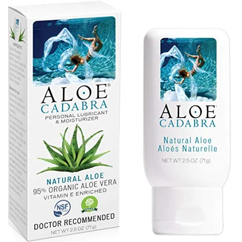 Aloe Cadabra Personal Lubricant with 95% Aloe Vera, Natural Aloe, 2.5 Ounce (Pack of 5)