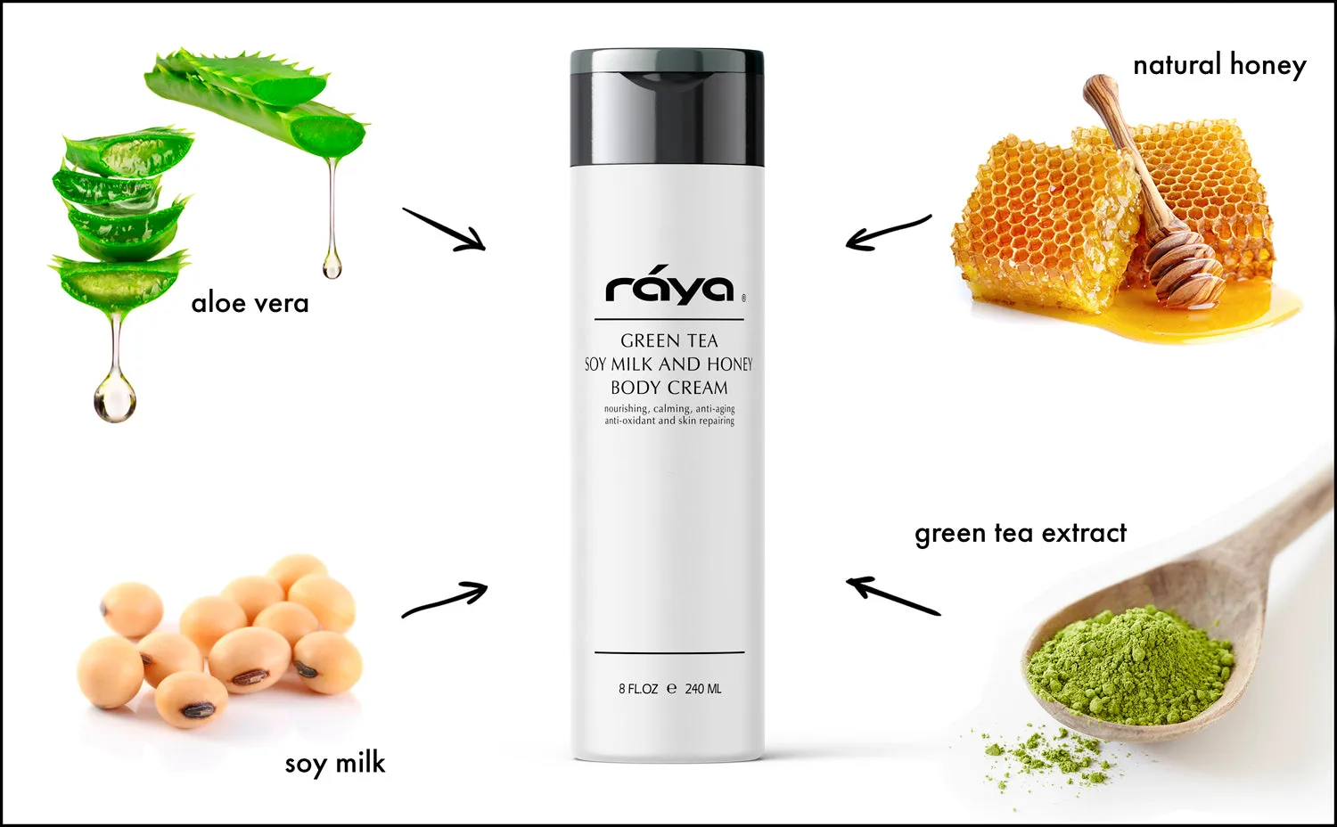 GREEN TEA SOY MILK AND HONEY BODY CREAM (S-523) RAYA SPA