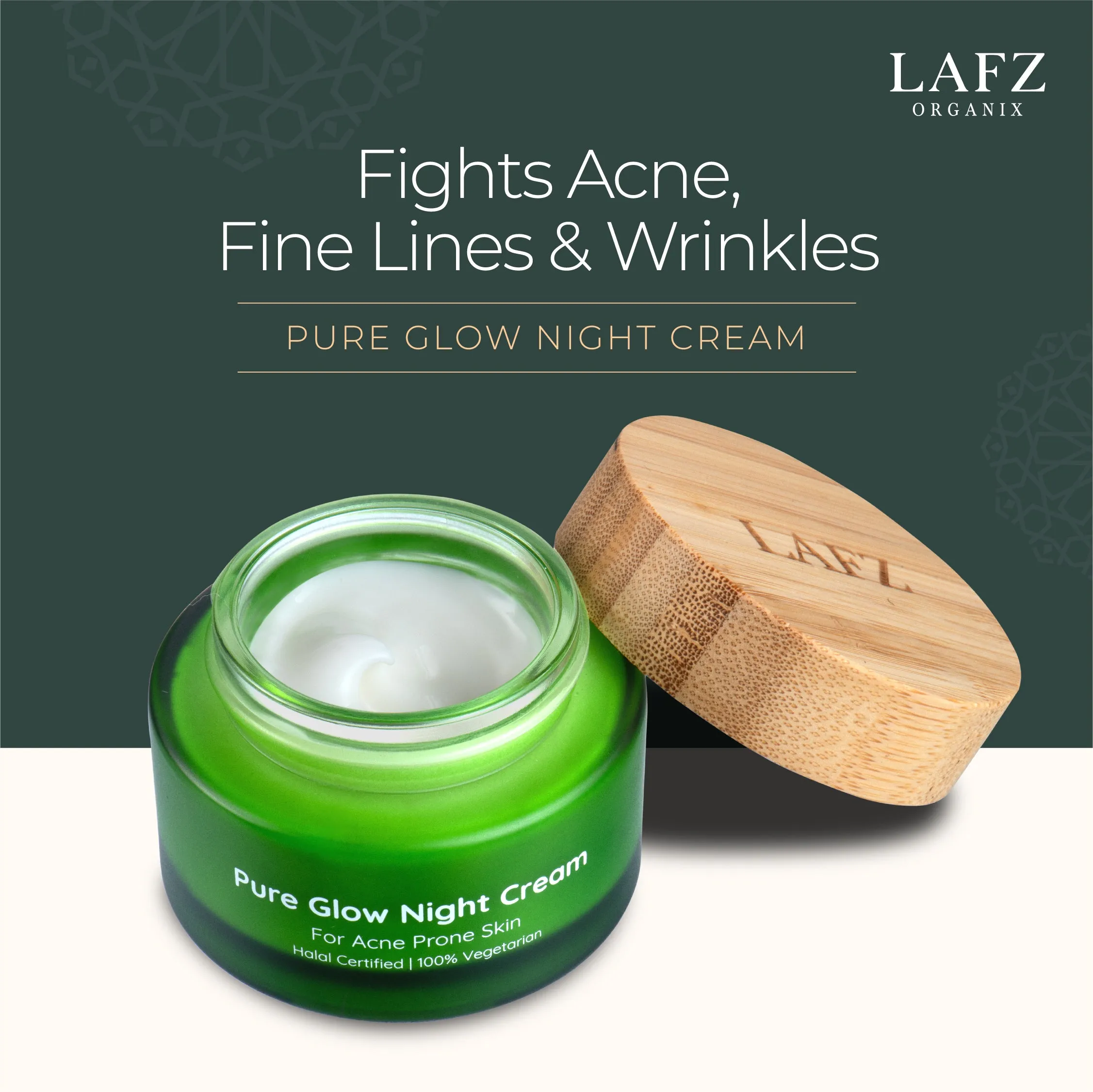 Lafz Organix Pure Glow Night Cream with Green Tea & Retinol