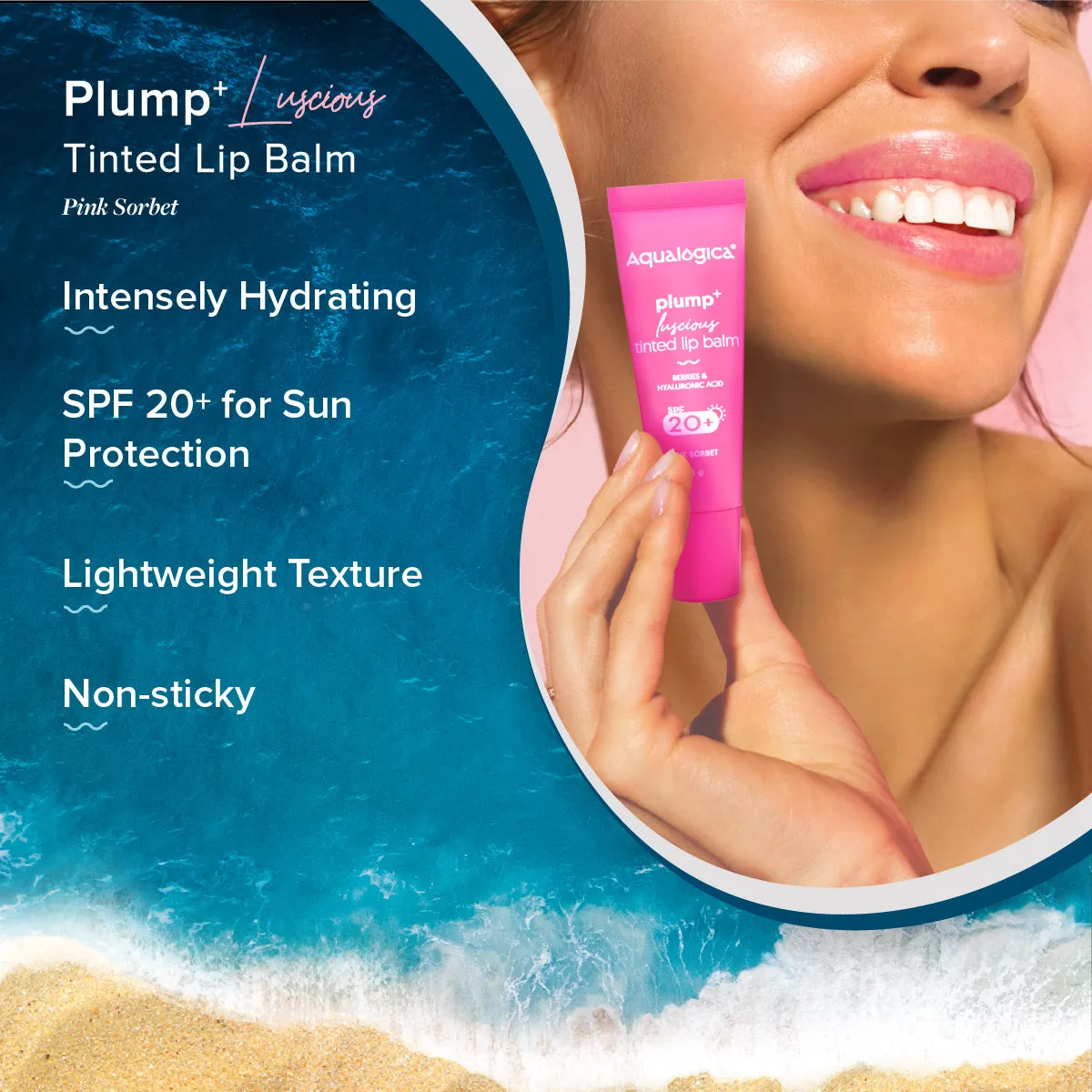 Pink Sorbet Plump  Luscious Tinted SPF 20  Lip Balm with Berries & Hyaluronic Acid - 10g