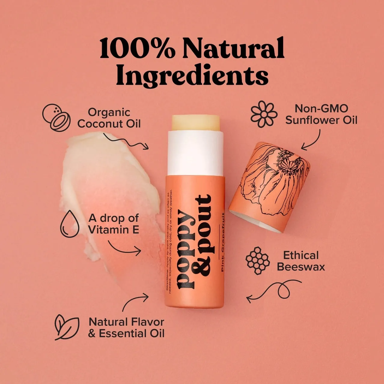 Poppy & Pout Pink Grapefruit Lip Balm