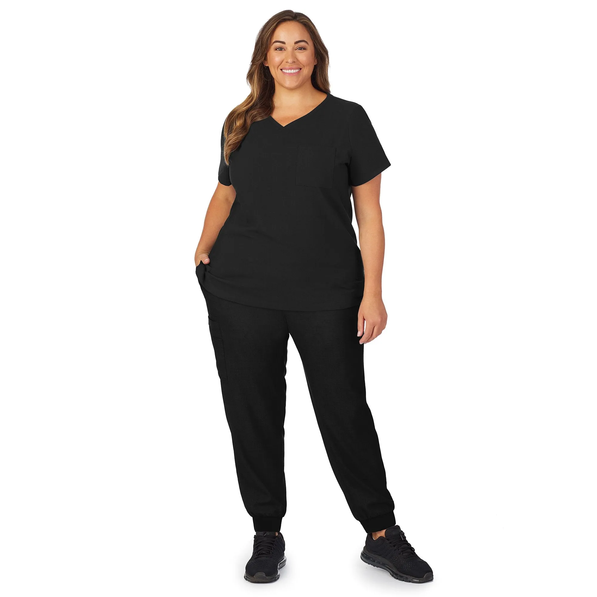 Womens Scrub V-Neck Top with Chest Pocket PLUS